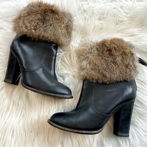 Rudsak sz 7 leather and rabbit fur boots